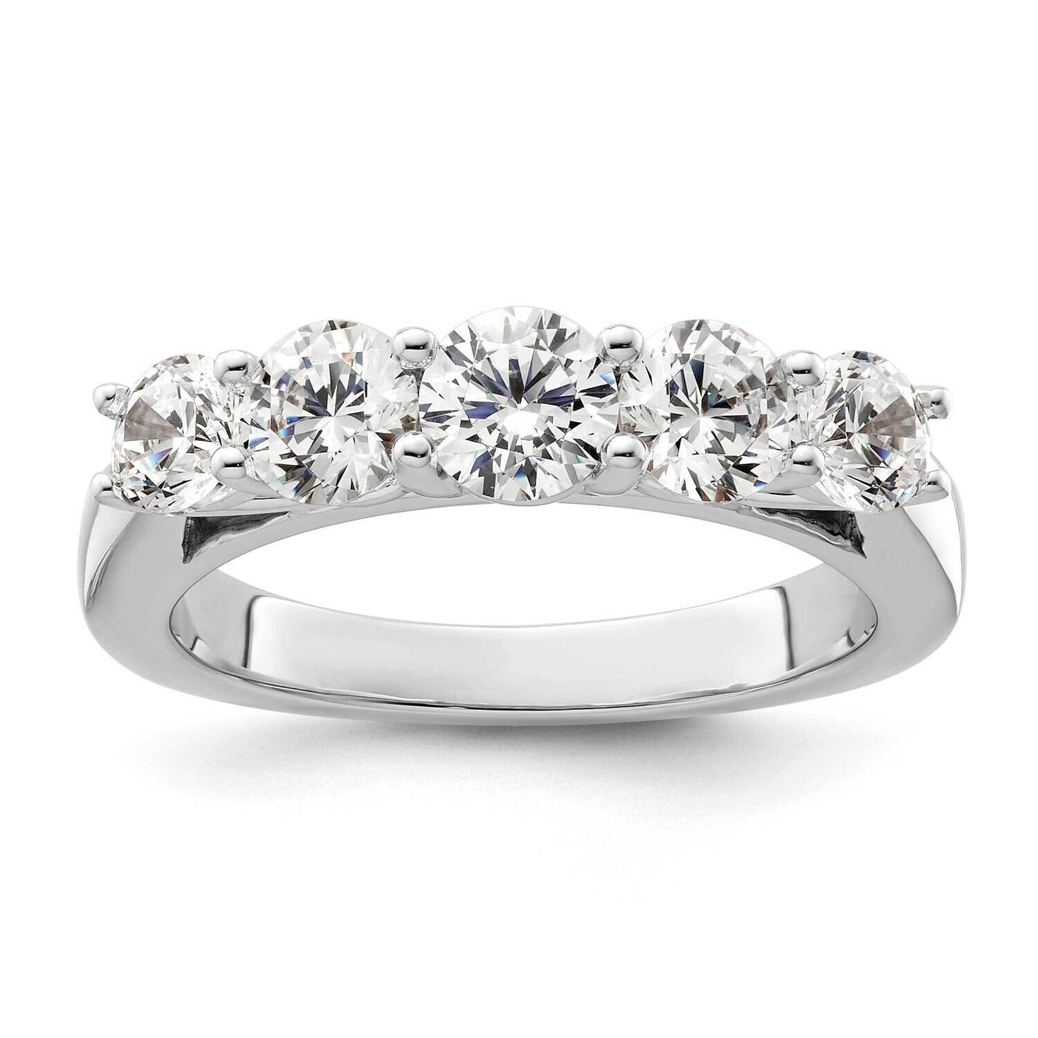 5-Stone Shared Prong Holds 1-4.8 2-4.4 2-4.0mm Round Diamond Band Ring Mounting 14k White Gold RM31…