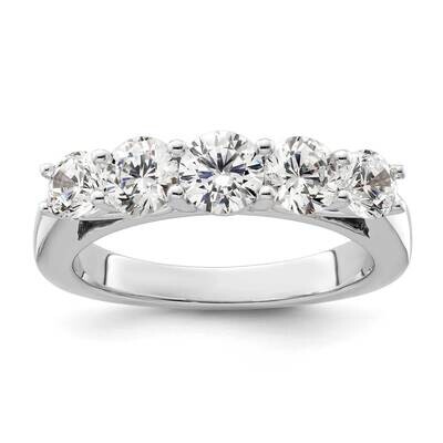 5-Stone Shared Prong Holds 1-4.8 2-4.4 2-4.0mm Round Diamond Band Ring Mounting 14k White Gold RM31…