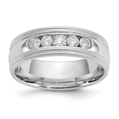True Origin Men&#39;s 1/2 Carat Diamond Vs/Si D E F 5 Stone Double Milgrain Band 14k White Gold RM3535B…