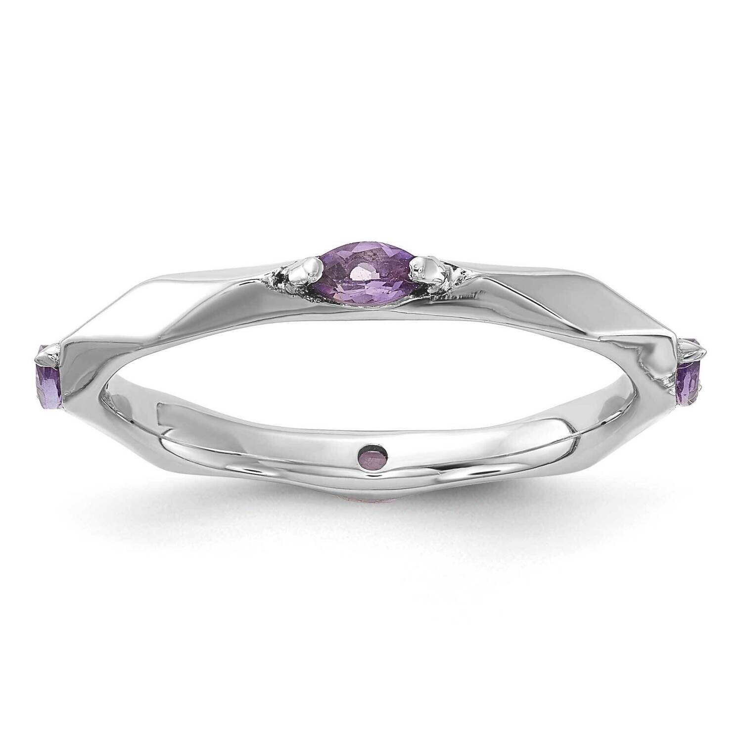 Stackable Expressions Rhodium-Plated Amethyst Ring Sterling Silver QSK2229, MPN: QSK2229, 883957510…