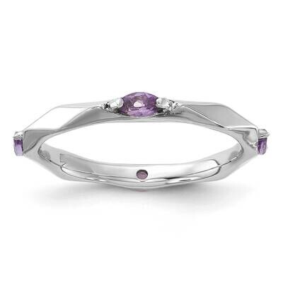 Stackable Expressions Rhodium-Plated Amethyst Ring Sterling Silver QSK2229, MPN: QSK2229, 883957510…