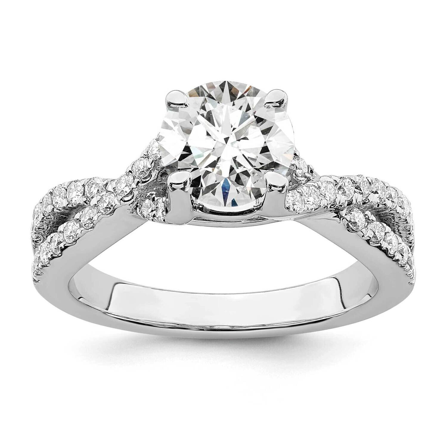 True Origin 3/8 Carat Diamond Vs/Si D E F Semi Mount Round By-Pass Engagement Ring 14k White Gold R…