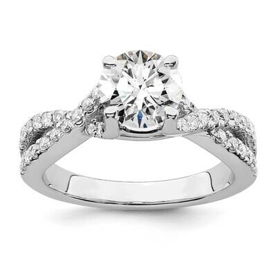 True Origin 3/8 Carat Diamond Vs/Si D E F Semi Mount Round By-Pass Engagement Ring 14k White Gold R…
