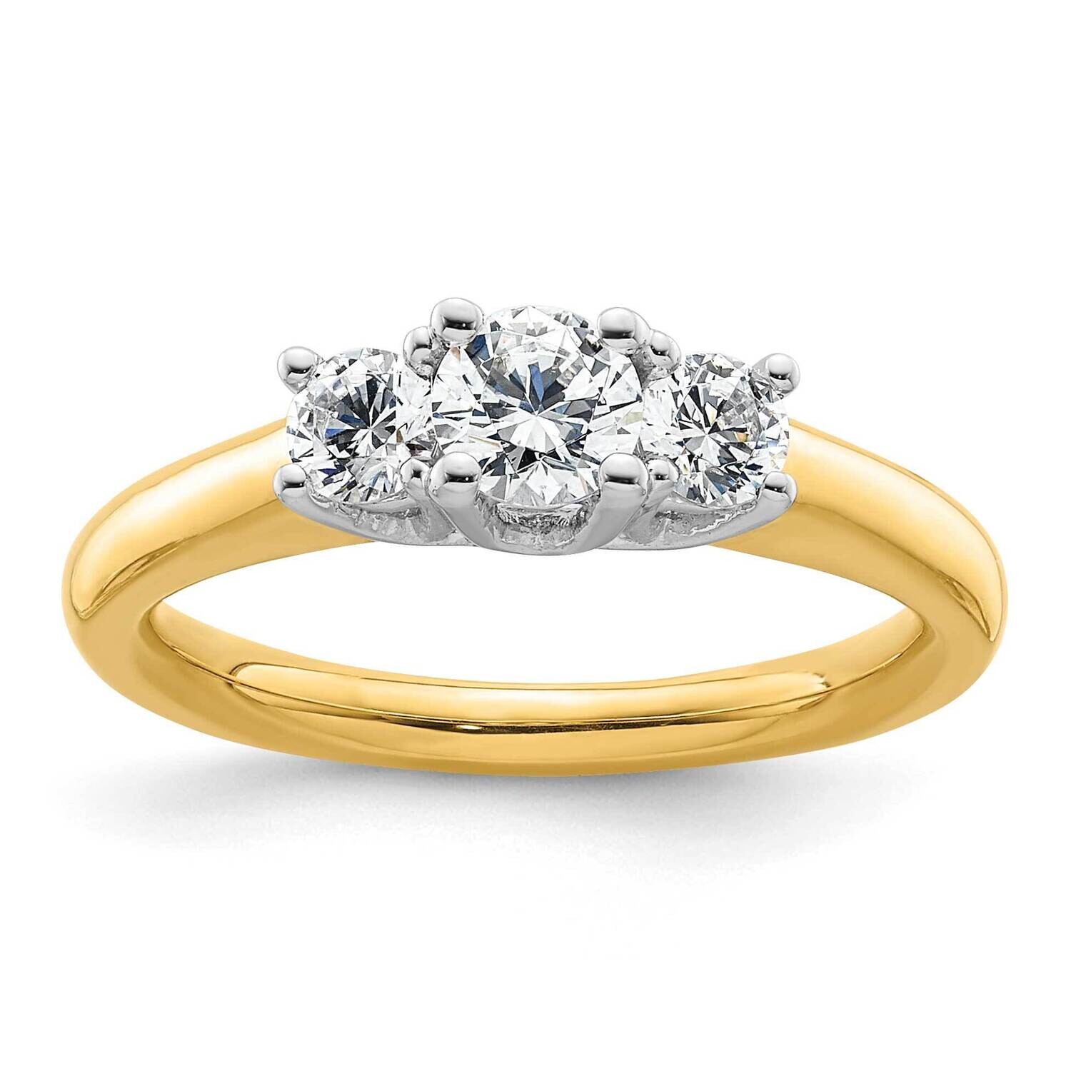 3-Stone Holds 3/8 Carat 4.6mm Round Center 2-3.5mm Round Sides Engagement Ring Mounting 14k Two-Ton…