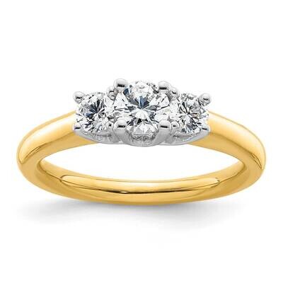 3-Stone Holds 3/8 Carat 4.6mm Round Center 2-3.5mm Round Sides Engagement Ring Mounting 14k Two-Ton…