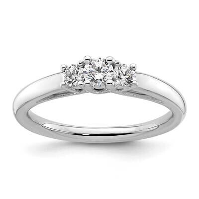 3-Stone Holds 1/6 Carat 3.5mm Round Center 2-2.8mm Round Sides Engagement Ring Mounting 14k White G…