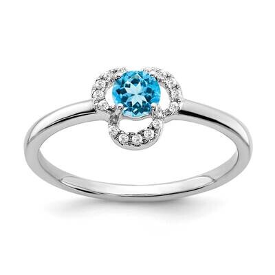 Blue Topaz Diamond Ring 10k White Gold RM3578-BT-006-1WA, MPN: RM3578-BT-006-1WA, 191101664632