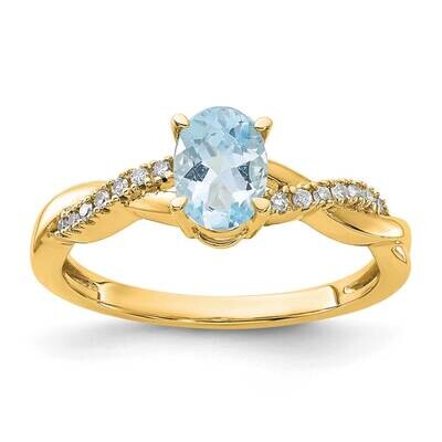 Oval Aquamarine Diamond Ring 14k Gold RM4235-AQ-008-YA, MPN: RM4235-AQ-008-YA,