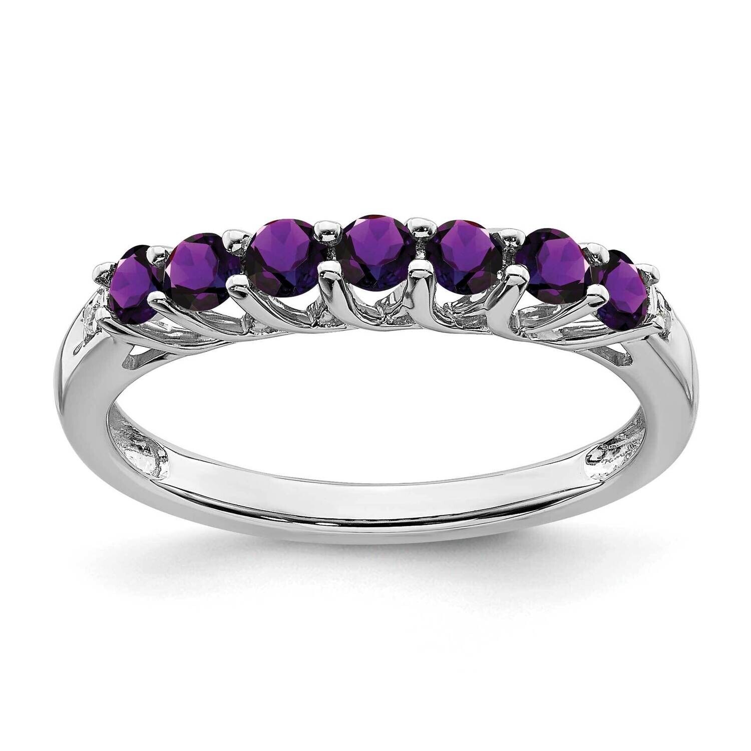 Amethyst Diamond 7-Stone Ring 10k White Gold RM7411-AM-001-1WA, MPN: RM7411-AM-001-1WA, 191101662898