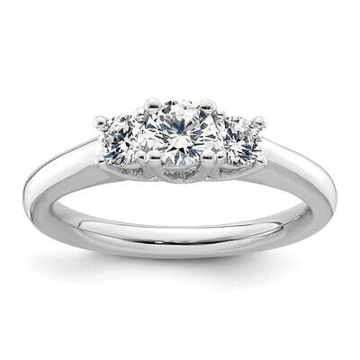 3-Stone Holds 1/4 Carat 4.1mm Round Center 2-3.00mm Round Sides Engagement Ring Mounting 14k White …