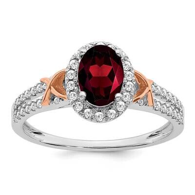 Rg Accent Garnet Diamond Halo Ring 14k White Gold RM5957-GA-025-WA, MPN: RM5957-GA-025-WA, 88677455…