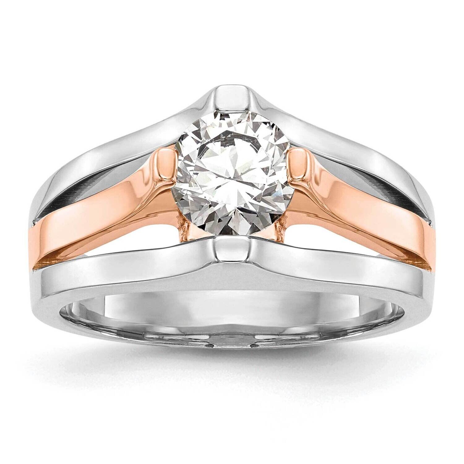 1 Carat 6.50 mm 4-Prong Round Solitaire Engagement Ring Mounting 14k Two-Tone Gold RM1950E-100-CRWAA
