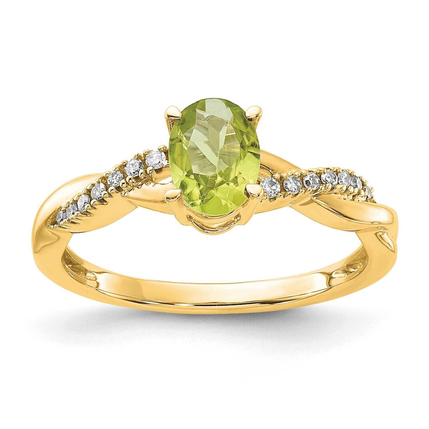 Oval Peridot Diamond Ring 14k Gold RM4235-PE-008-YA, MPN: RM4235-PE-008-YA,