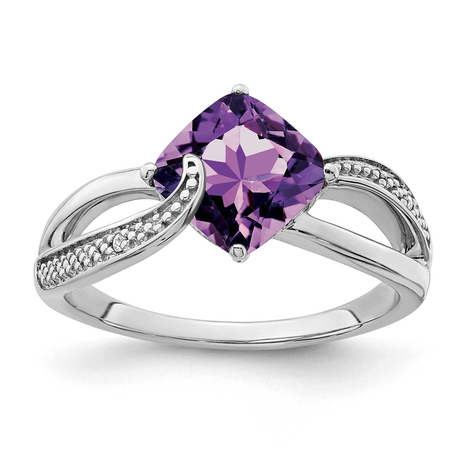 Amethyst Diamond Ring Sterling Silver Rhodium-Plated RM7402-AM-001-SSA, MPN: RM7402-AM-001-SSA,