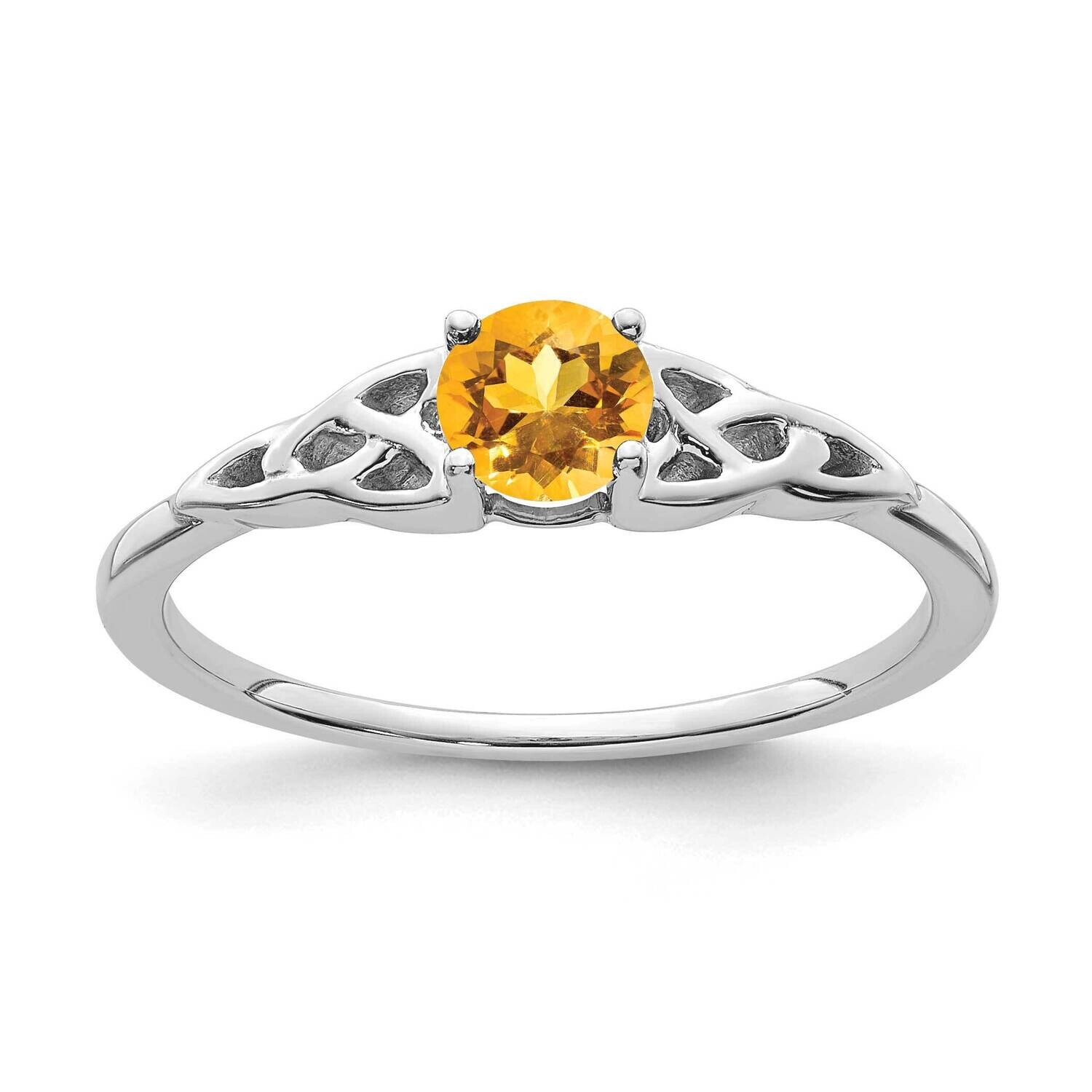 Citrine Celtic Knot Ring 14k White Gold RM7396-CI-W, MPN: RM7396-CI-W,