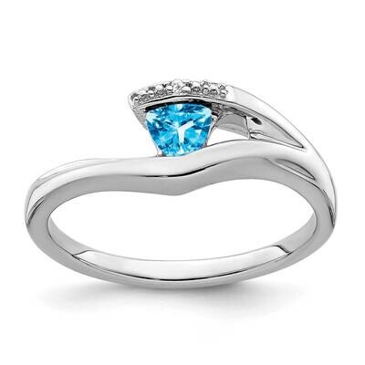 Trillion Blue Topaz Diamond Ring 10k White Gold RM7160-BT-001-1WA, MPN: RM7160-BT-001-1WA, 19110182…