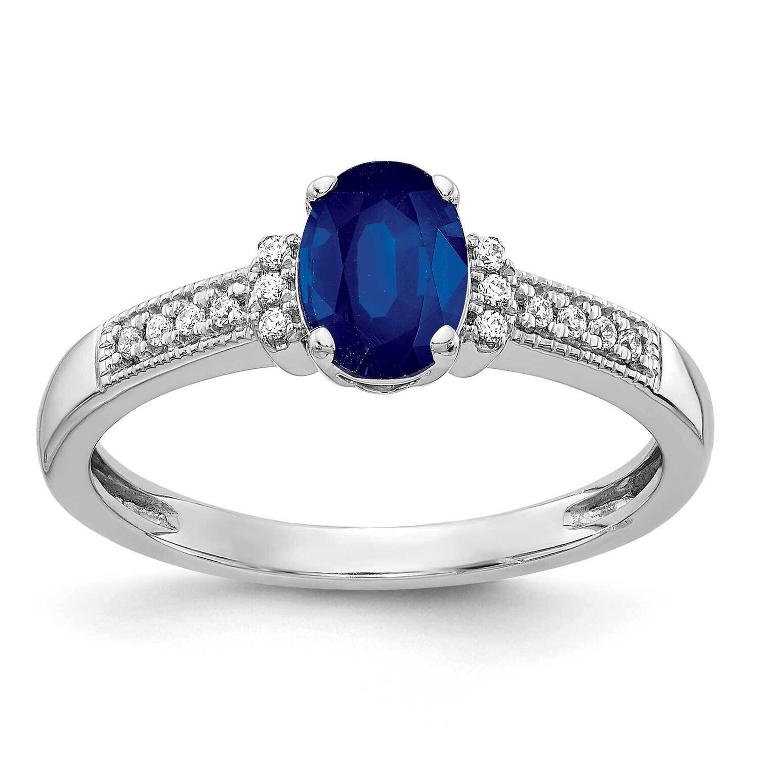 Diamond Oval Sapphire Ring 10k White Gold RM4339-SA-007-1WA, MPN: RM4339-SA-007-1WA, 886774526737