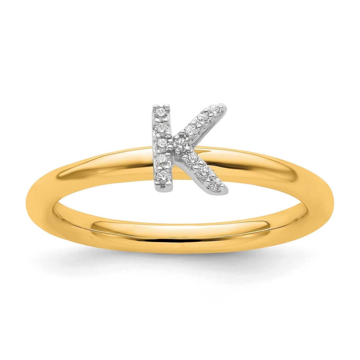 Stackable Diamond Initial K Ring 14k Gold SK2112KY