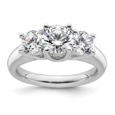 3-Stone Holds 1.25 Carat 7.00mm Round Center 2-5.5mm Round Sides Engagement Ring Mounting 14k White…