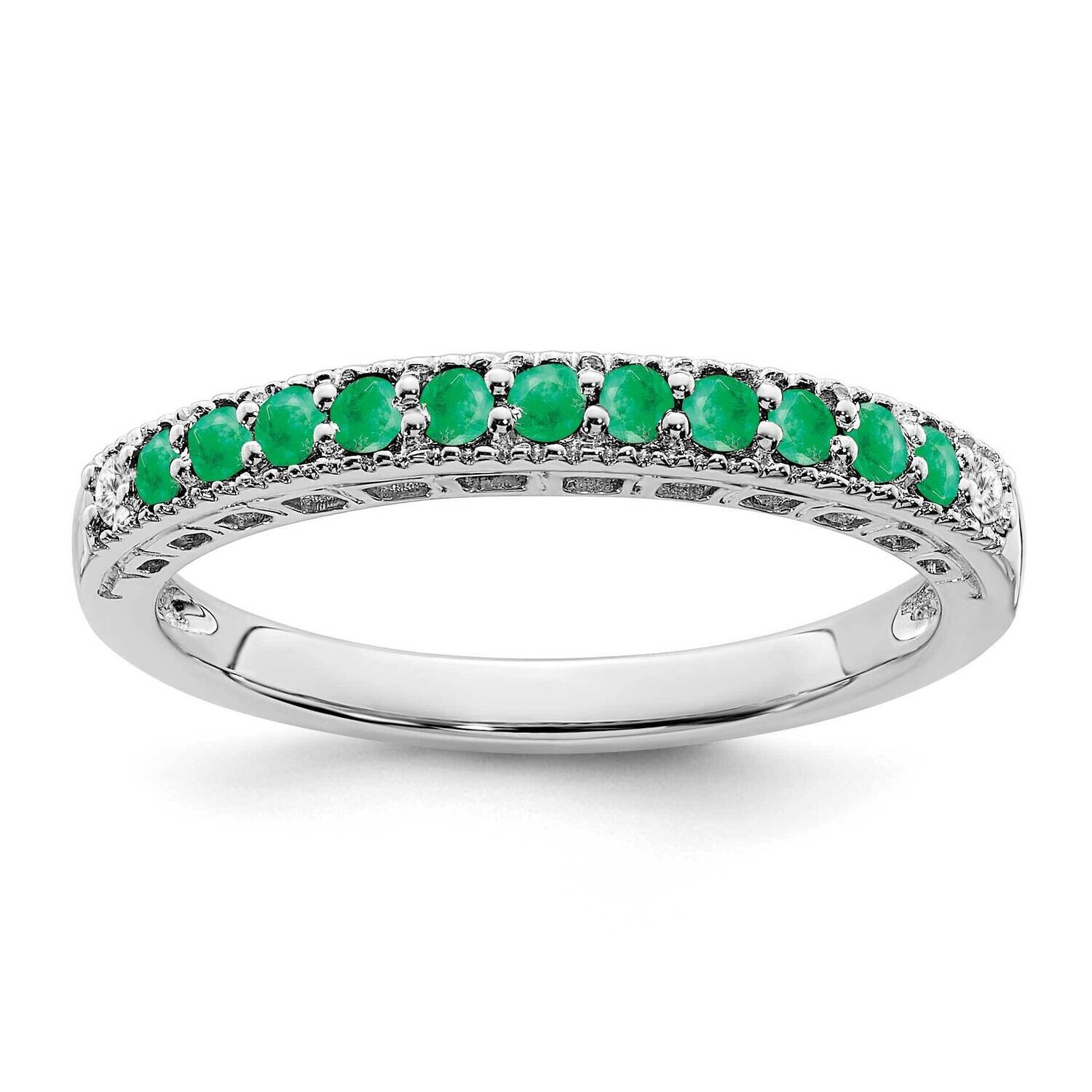 Emerald Diamond Band 10k White Gold RM7244-EM-004-1WA, MPN: RM7244-EM-004-1WA,