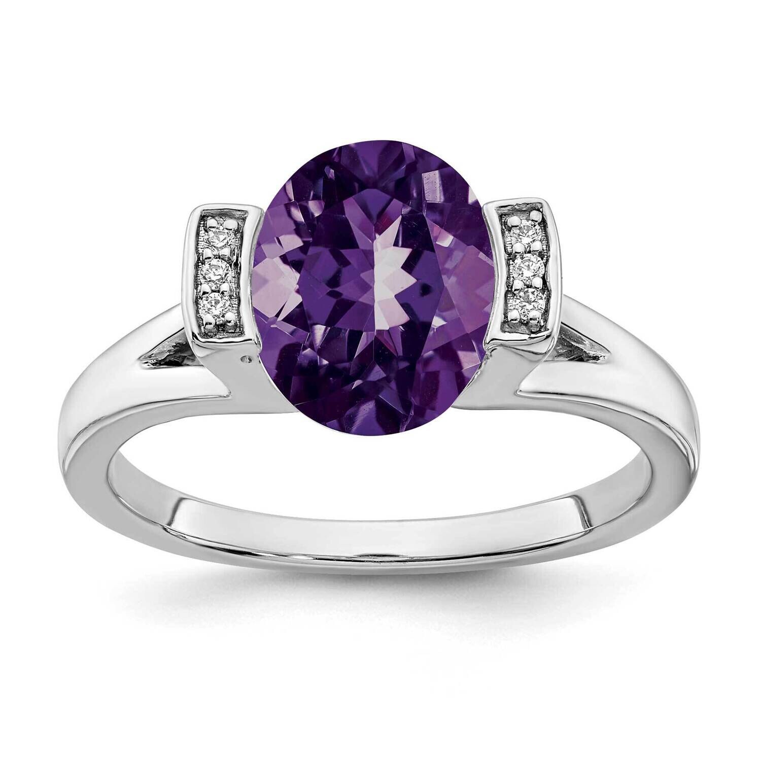 Oval Amethyst Diamond Ring 14k White Gold RM7165-AM-003-WA, MPN: RM7165-AM-003-WA, 191101821295