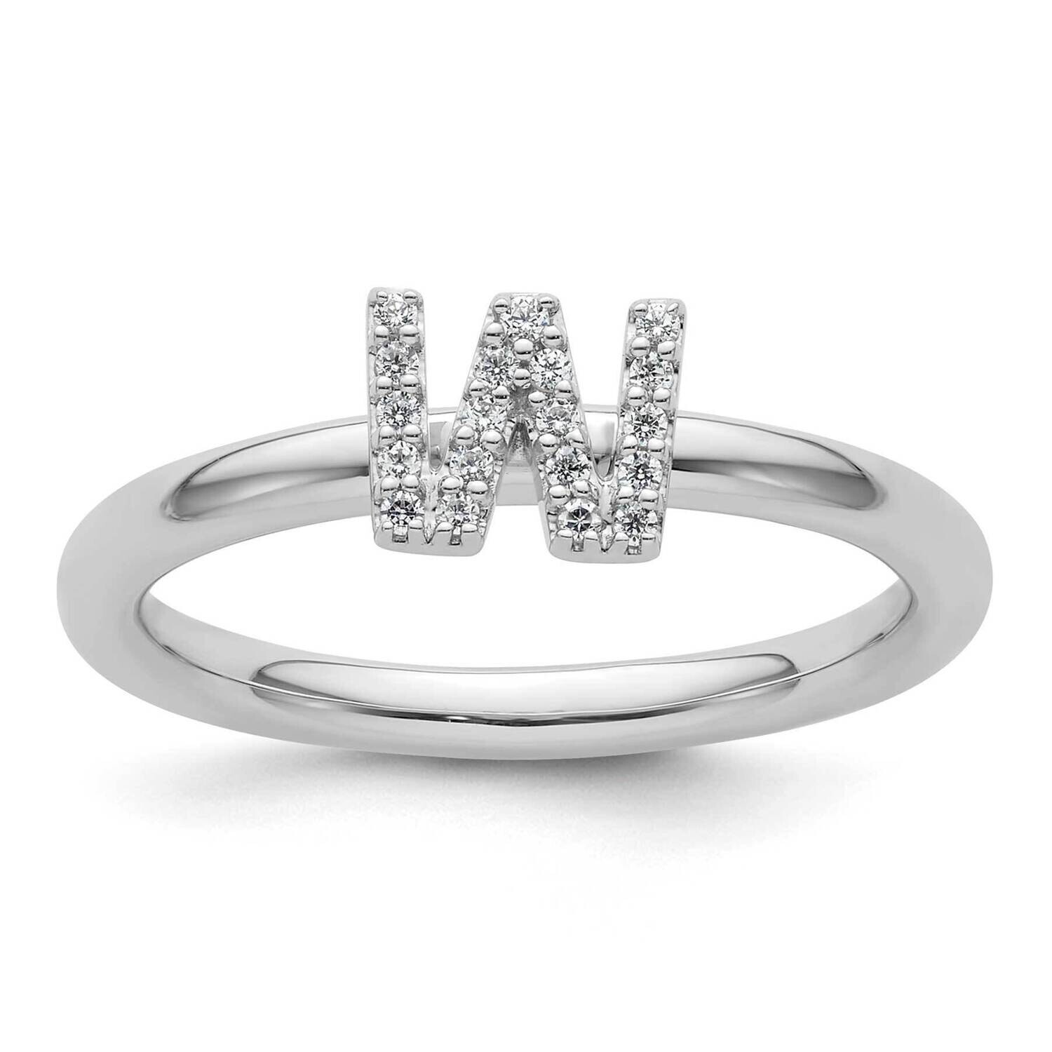 Stackable Diamond Initial W Ring 14k White Gold SK2112WW, MPN: SK2112WW,