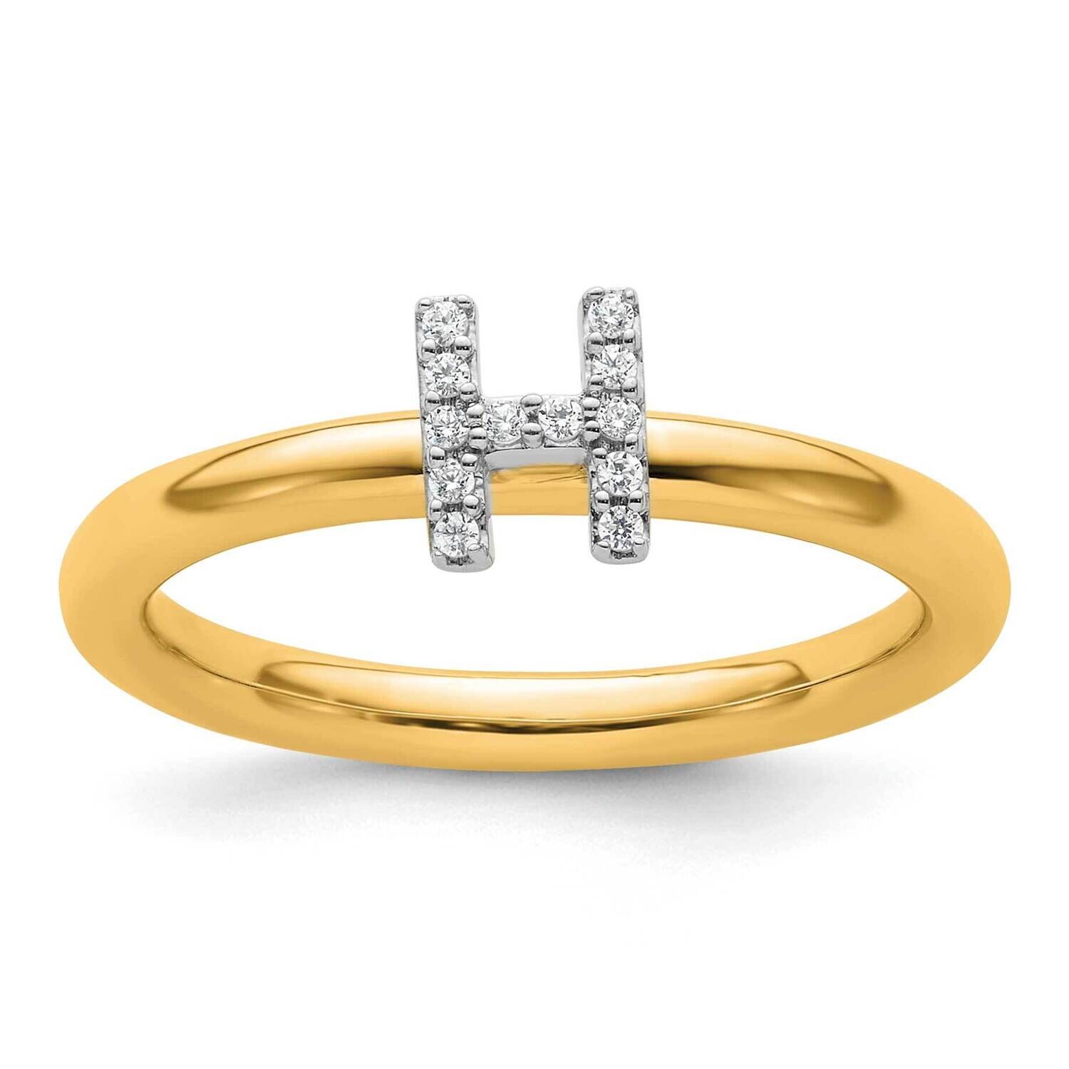 Stackable Diamond Initial H Ring 14k Gold SK2112HY, MPN: SK2112HY,