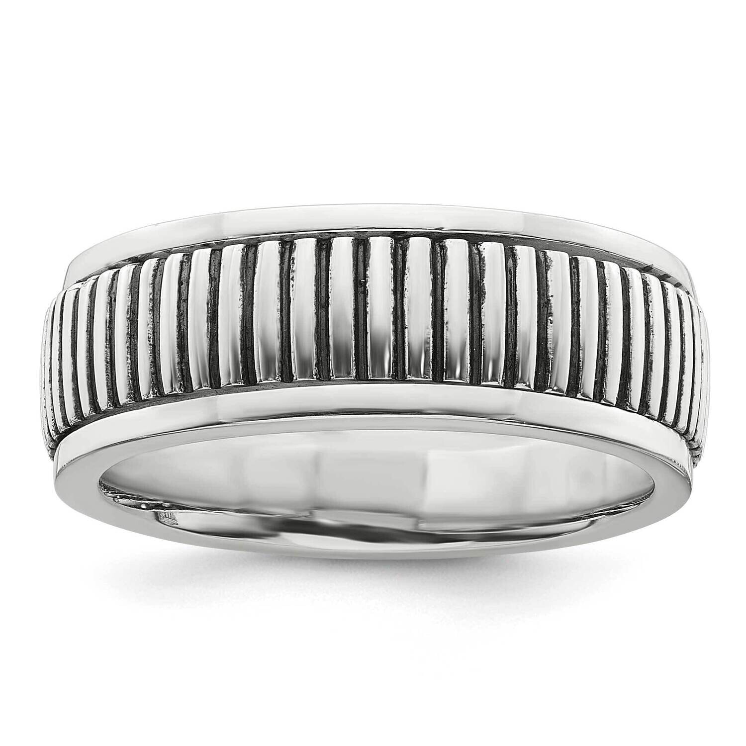 Oxidized Patterned Men&#39;s Ring Sterling Silver Polished QR7630 by Men&#39;s Jewelry and Accessories, MPN…