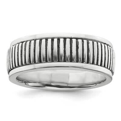 Oxidized Patterned Men&#39;s Ring Sterling Silver Polished QR7630 by Men&#39;s Jewelry and Accessories, MPN…