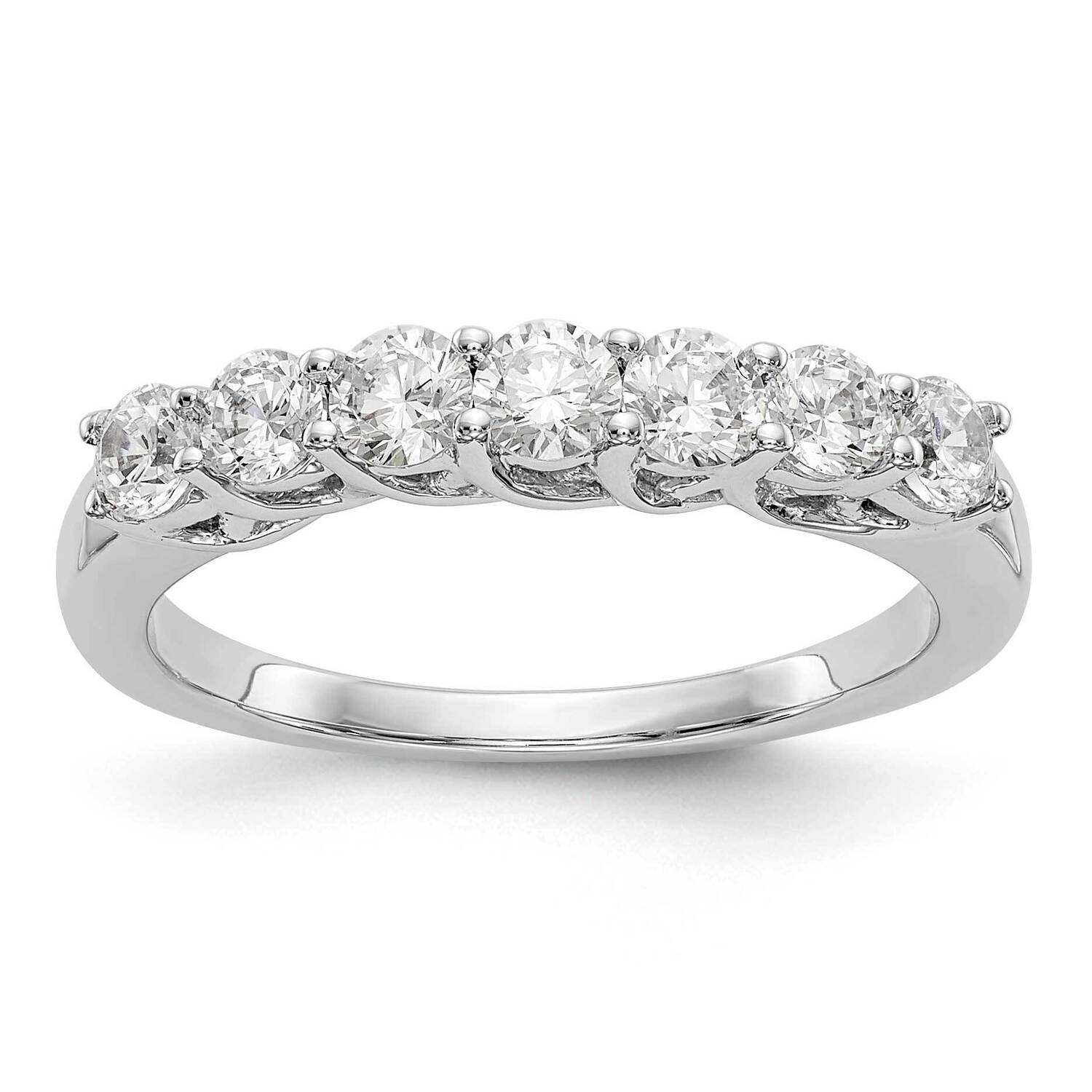 7-Stone Shared Prong Holds 3-3.2 4-3.0mm Round Diamond Band Ring Mounting 14k White Gold RM3526B-083-WAA