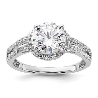 CZ Halo Ring Sterling Silver Rhodium-Plated QR7571, MPN: QR7571,