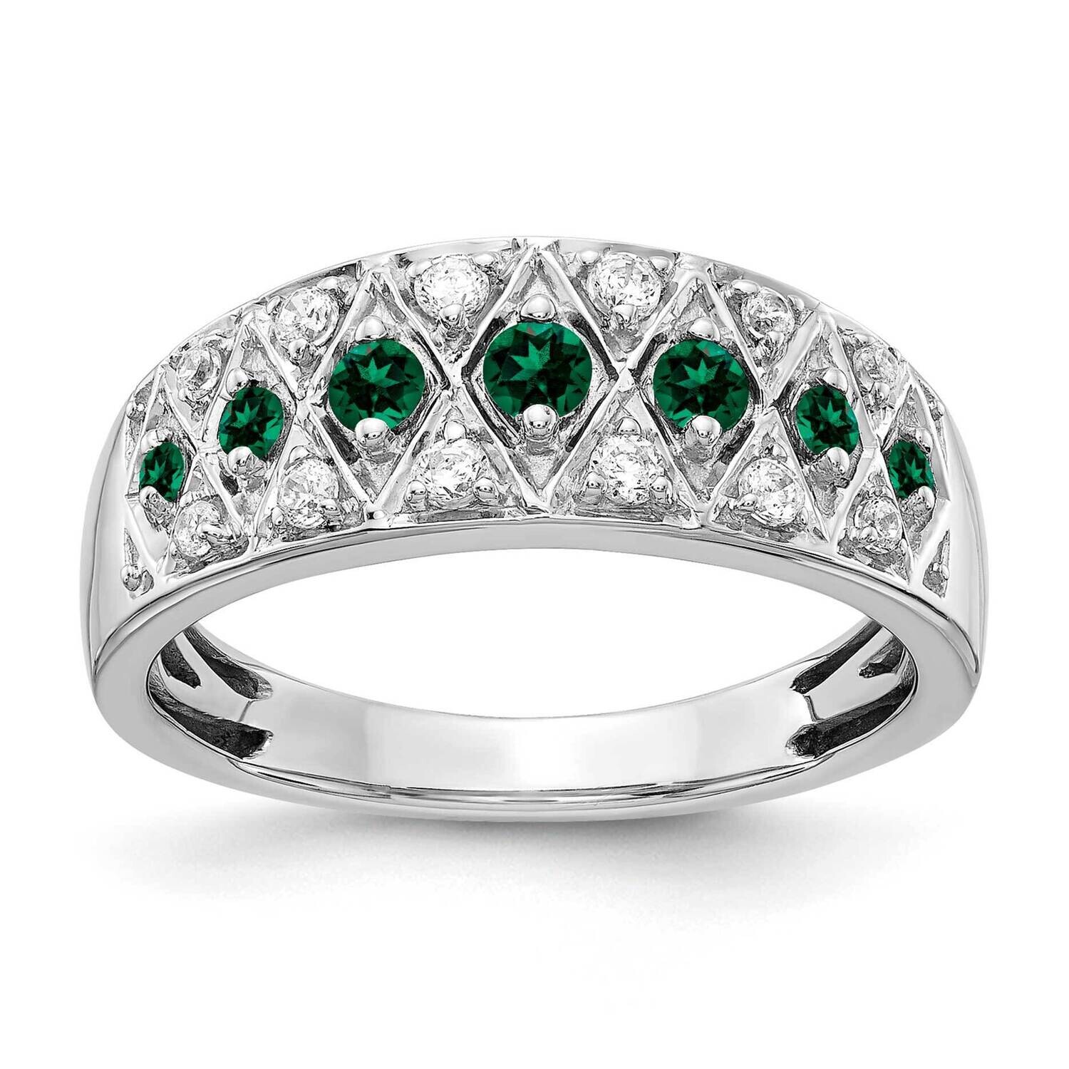 Diamond Cr Emerald Fancy Ring 14k White Gold RM3850-CEM-020-WAA