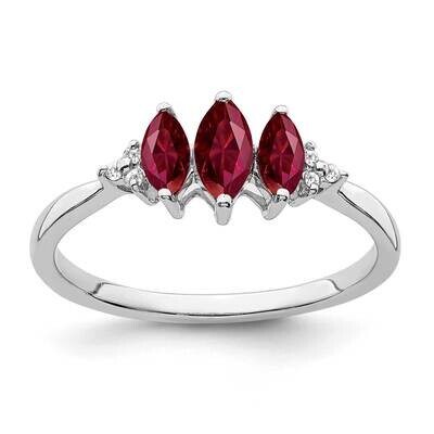 Marquise Created Ruby Diamond 3-Stone Ring 14k White Gold RM7236-RU-003-WA, MPN: RM7236-RU-003-WA, …