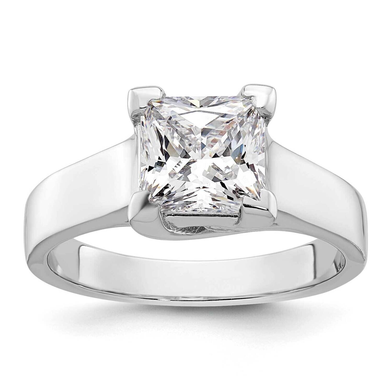 2 Carat 7.00mm V-End Square Princess Solitaire Engagement Ring Mounting 14k White Gold RM1959E-200-CWAA