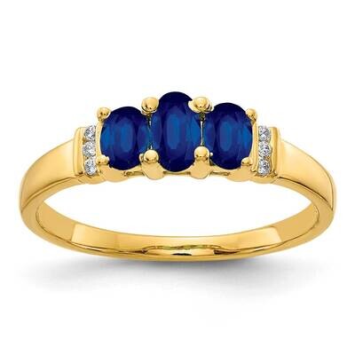 Triple Sapphire Diamond 3-Stone Ring 10k Polished Gold RM5764-SA-003-1YA, MPN: RM5764-SA-003-1YA, 8…