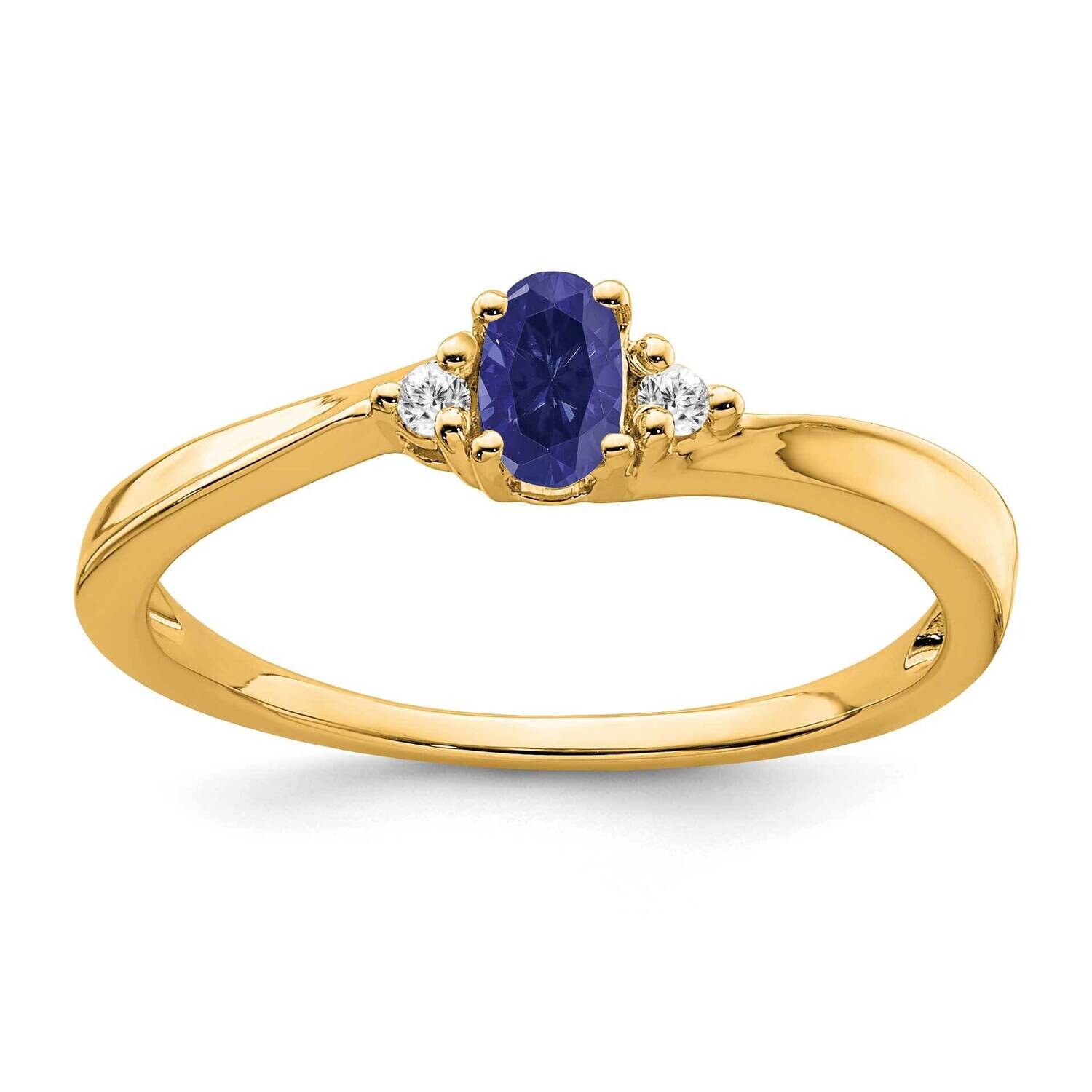 Created Sapphire Diamond Ring 14k Gold RM7405-CSA-004-YA, MPN: RM7405-CSA-004-YA,