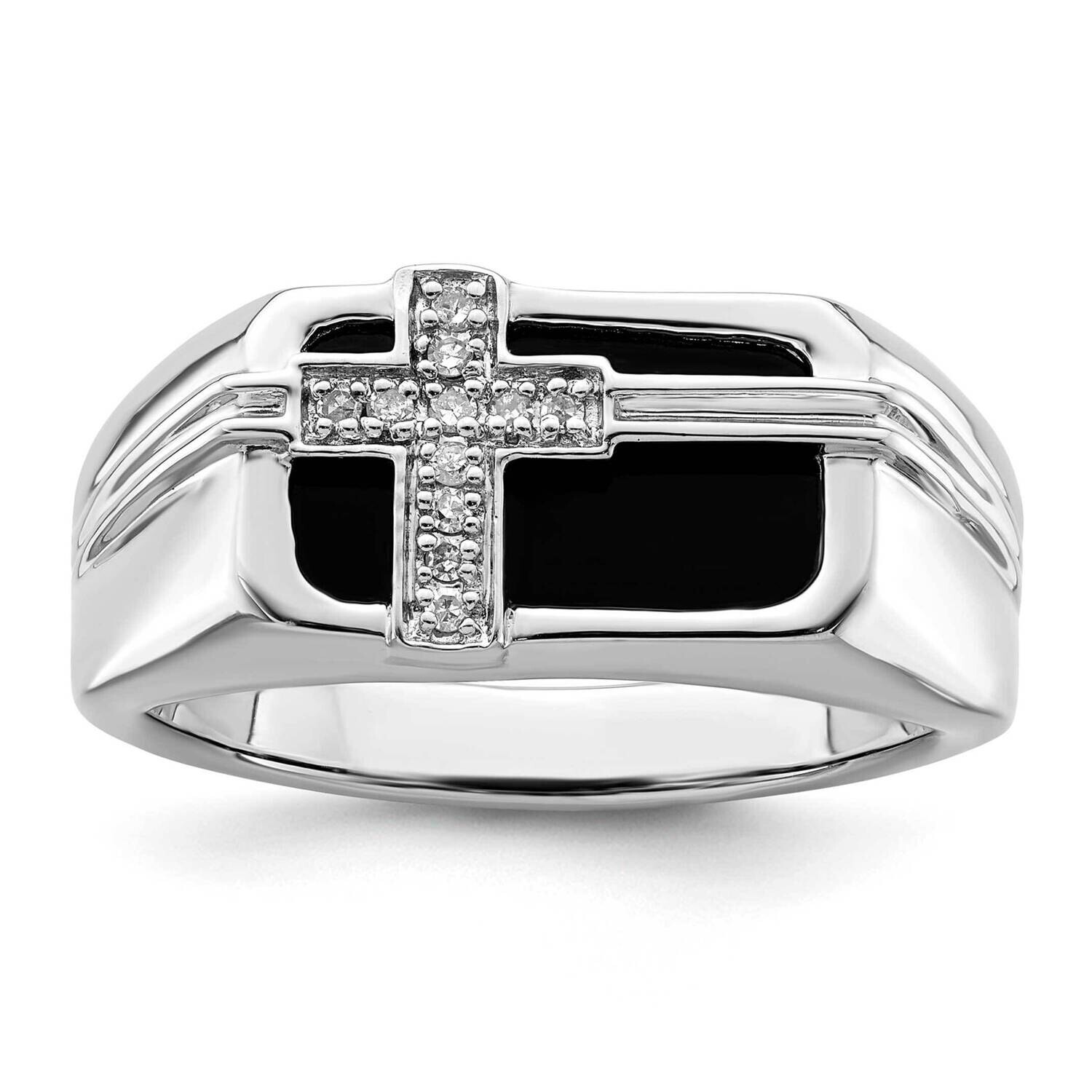 Diamond Black Onyx Cross Men&#39;s Ring 14k White Gold RM9704-OX-006-WAA, MPN: RM9704-OX-006-WAA, 88395…