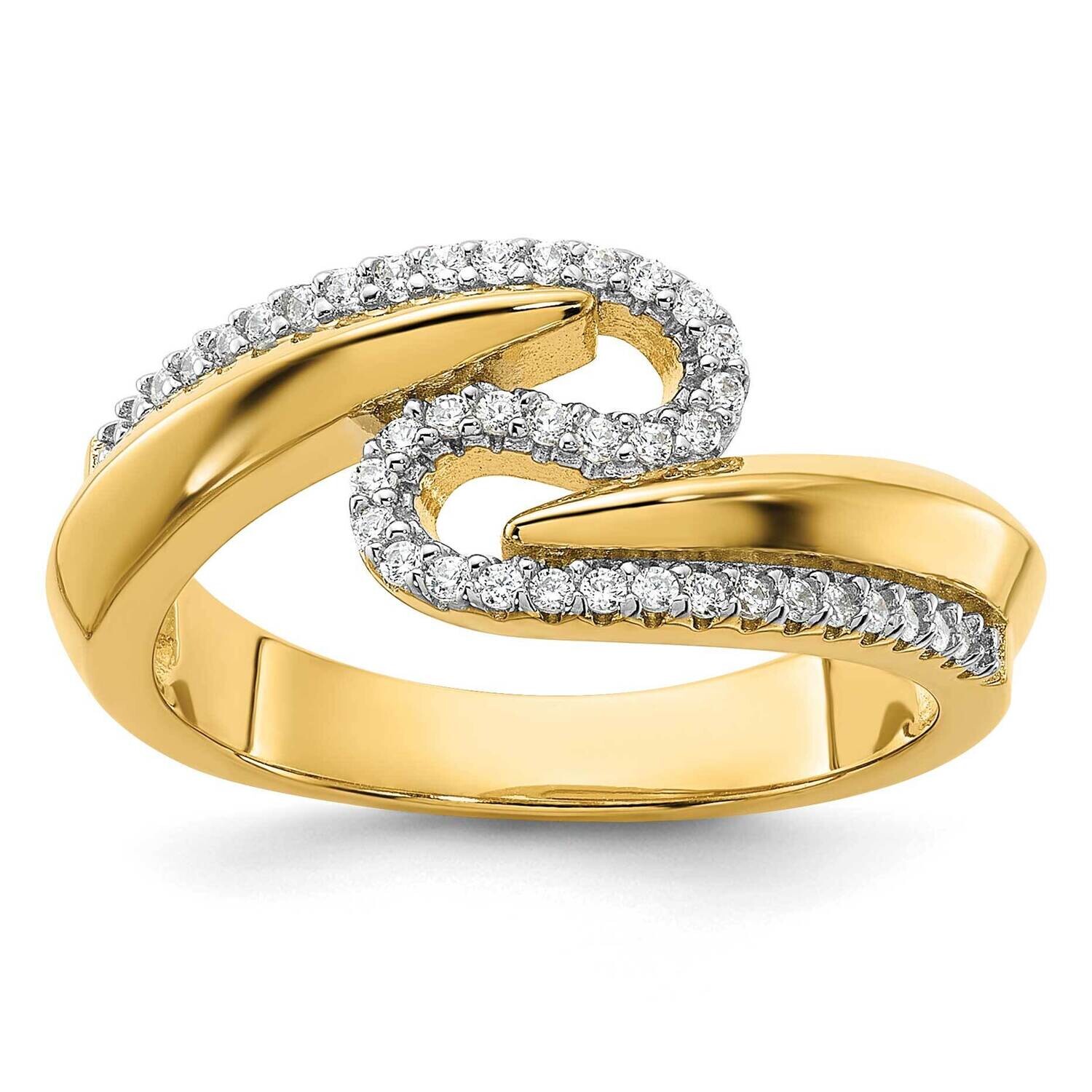 Gold-Tone Fancy CZ Ring Sterling Silver QR7542GP, MPN: QR7542GP,