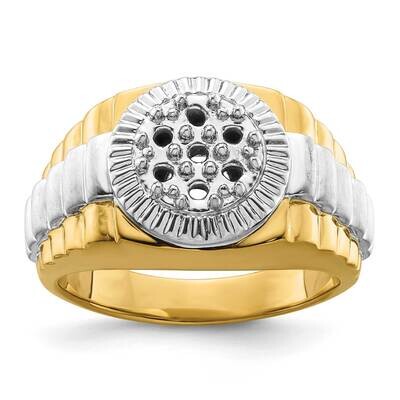 Fancy Ridged-Sides Mens Diamond Ring Mounting 14k Two-Tone Gold RM5840-050-YW, MPN: RM5840-050-YW,