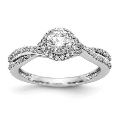 Round Halo Plus 1/2 Carat Center Engagement Ring Mounting 14k White Gold RM2174E-050-CWAA, MPN: RM2…