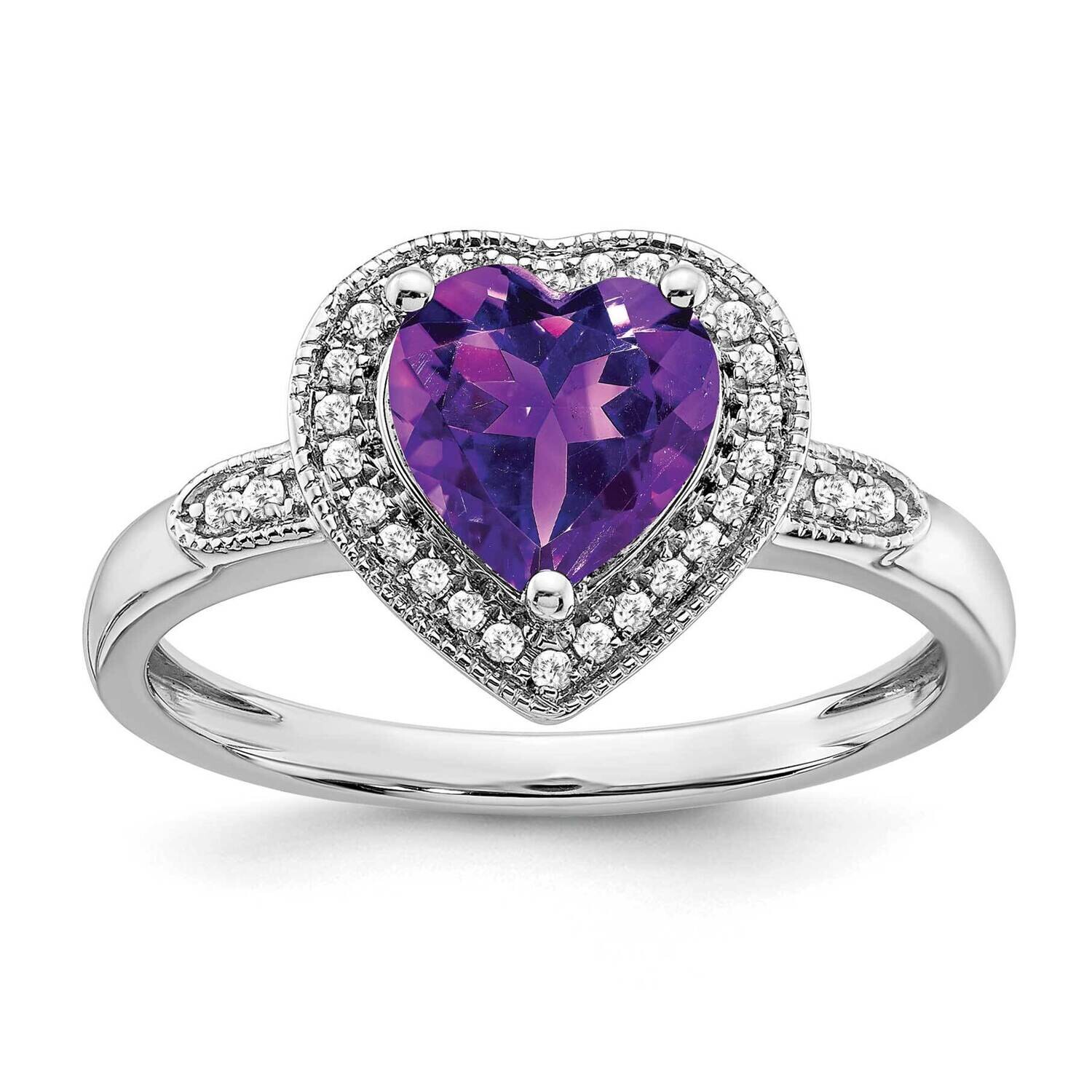 Heart Amethyst Diamond Halo Ring 14k White Gold RM4398-AM-012-WA, MPN: RM4398-AM-012-WA, 8867745267…