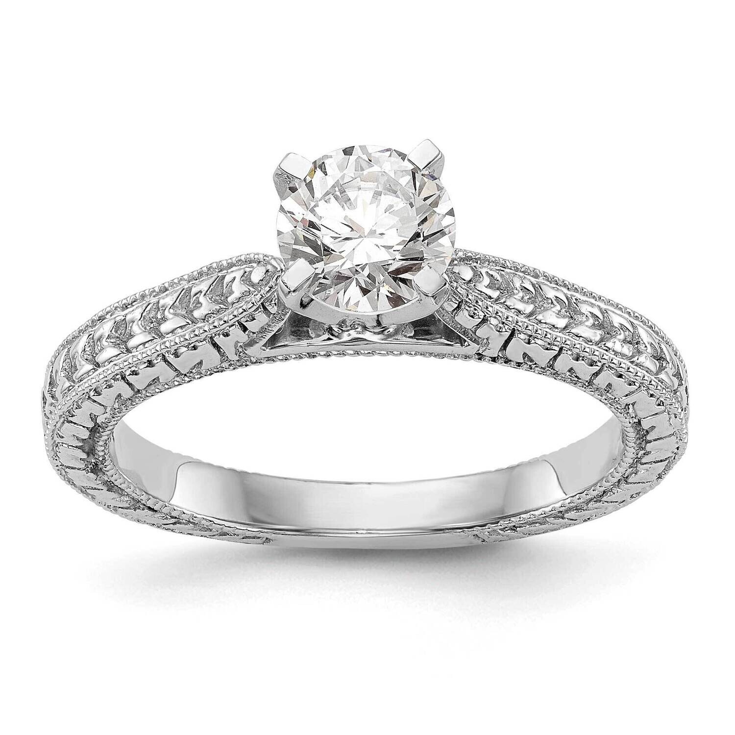 Etched Peg Set Solitaire Engagement Ring Mounting 14k White Gold RM1992E-CWAA, MPN: RM1992E-CWAA,