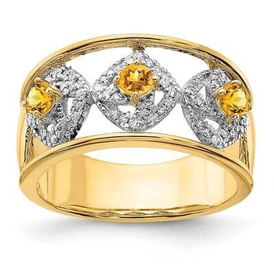 Diamond Citrine Squares Ring 14k Polished Gold RM6901-CI-020-YA, MPN: RM6901-CI-020-YA, 886774525952