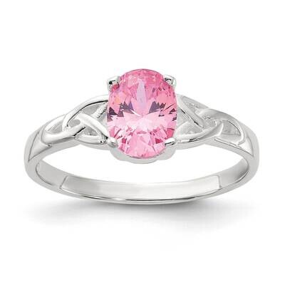 Pink CZ Ring Sterling Silver Polished QR7625, MPN: QR7625,