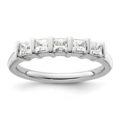 5-Stone Half-Bezel Holds 5-2.8mm Princess Diamond Band Ring Mounting 14k White Gold RM3180B-070-WAA…