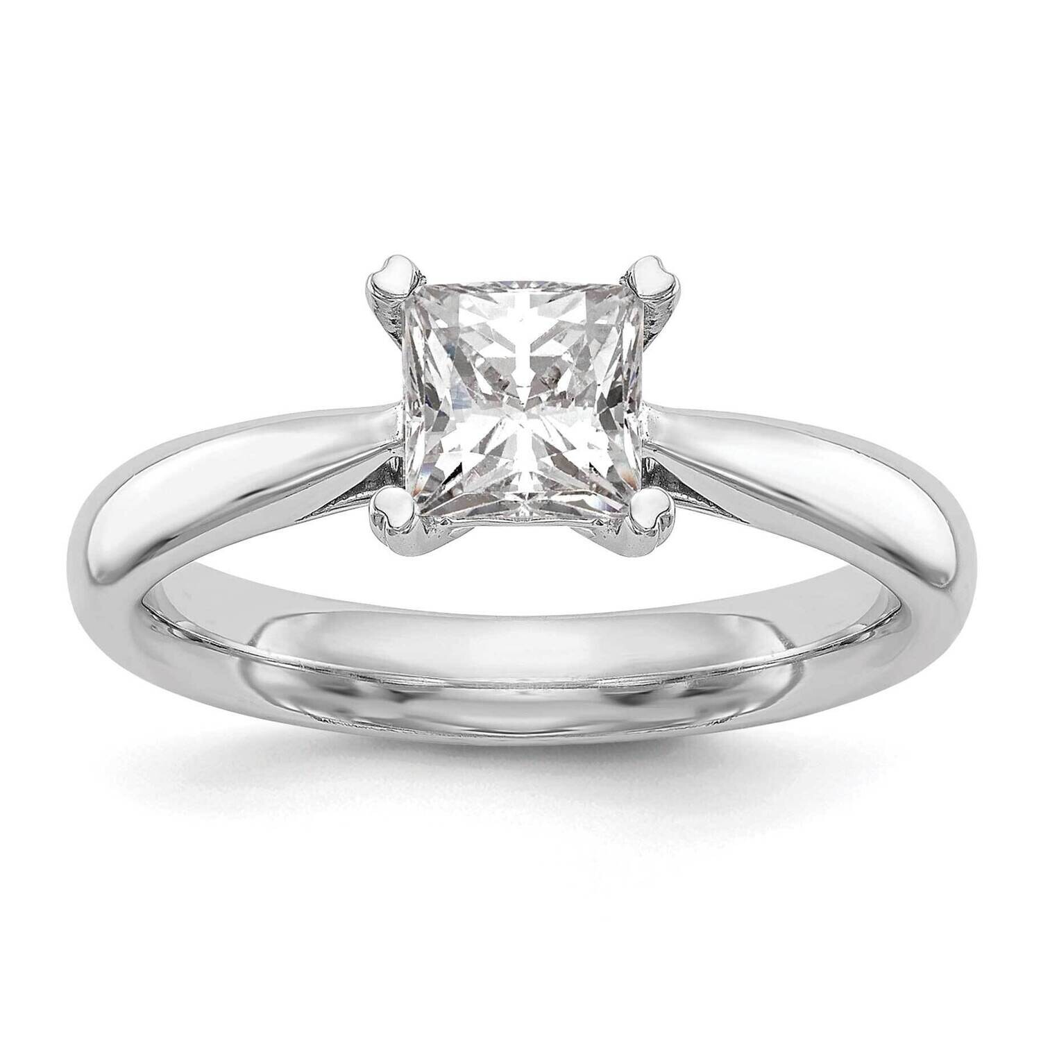 1/2Carat 4.50mm 4-Prong Square Princess Solitaire Engagement Ring Mounting 14k White Gold RM1962E-1…