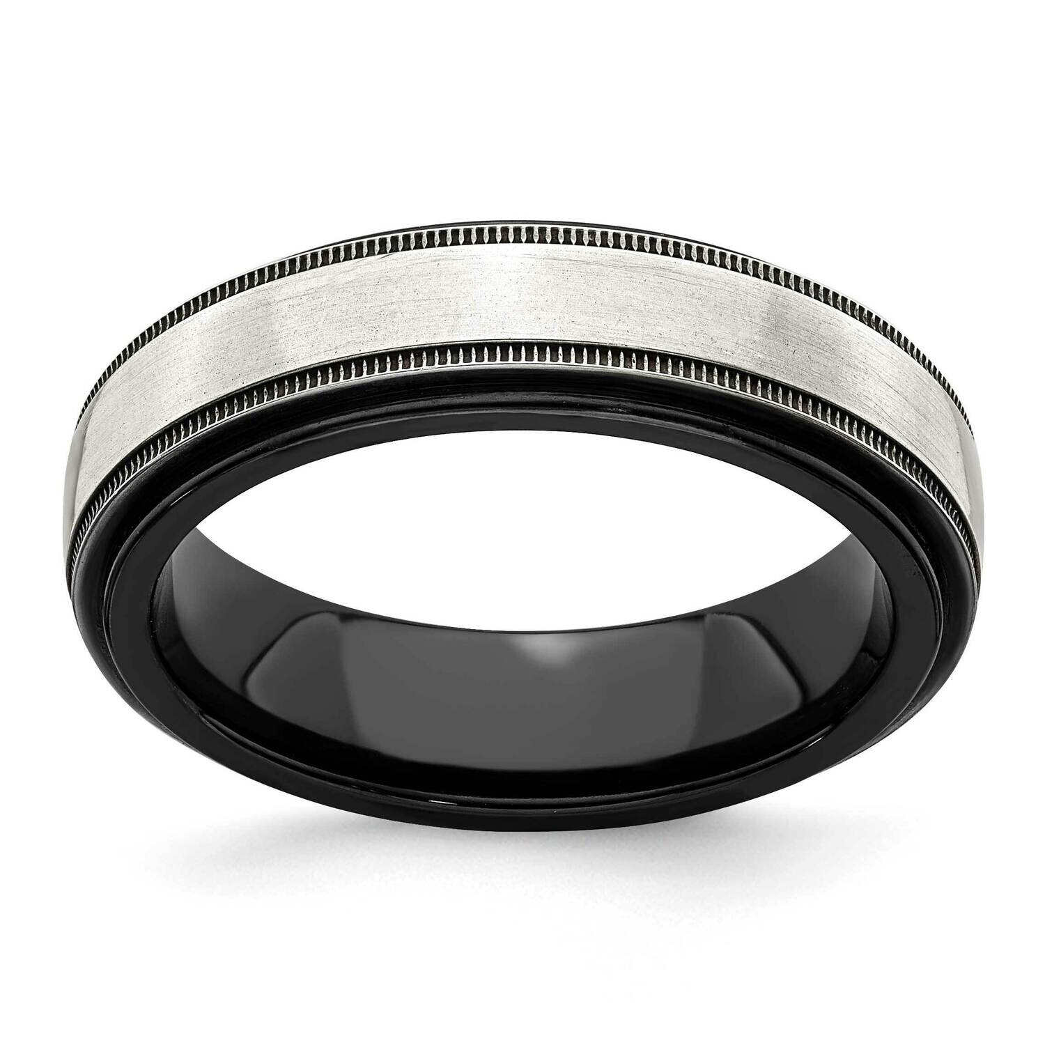 Edward Mirell Black Ti &amp; &amp; Polished Milgrain Band Sterling Silver Satin EMR314 by Edward Mirell, MP…