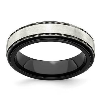 Edward Mirell Black Ti &amp; &amp; Polished Milgrain Band Sterling Silver Satin EMR314 by Edward Mirell, MP…