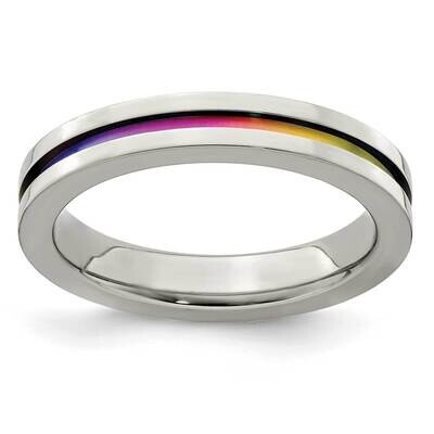 Edward Mirell Gray Rainbow Anodized Grooved Flat 4mm Band Titanium EMR172-4MM, MPN: EMR172-4MM,