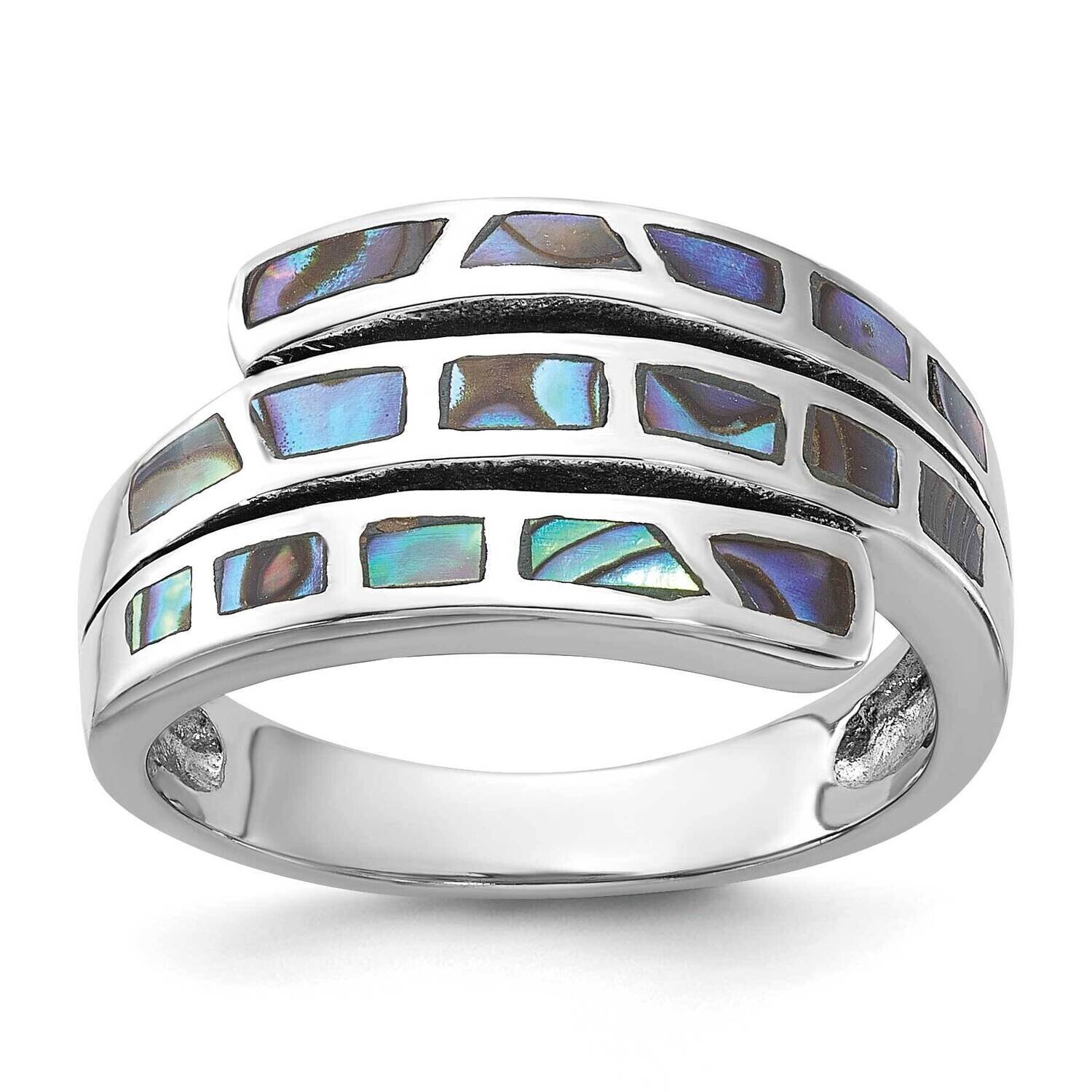 Polished Abalone Fancy BRing Sterling Silver Rhodium-Plated QR7609, MPN: QR7609,